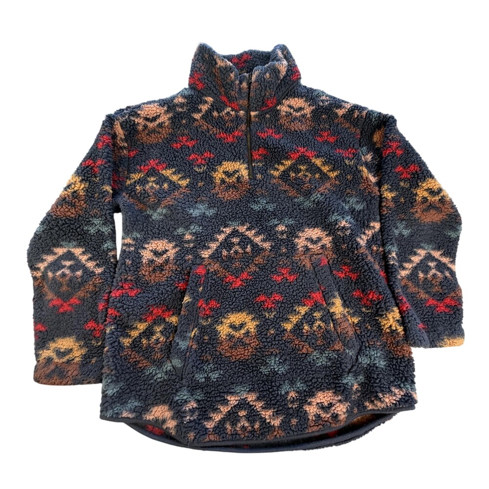 Old Navy Sweatshirt Womens Maternity Large Multicolor Sherpa Fleece 1/2 Zip